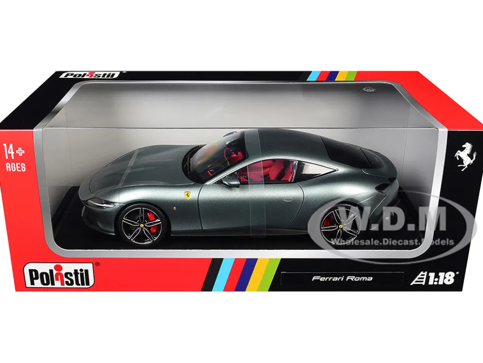 2019 Ferrari Roma Gray Metallic with Pink Interior 1/18 Diecast Model Car by Polistil