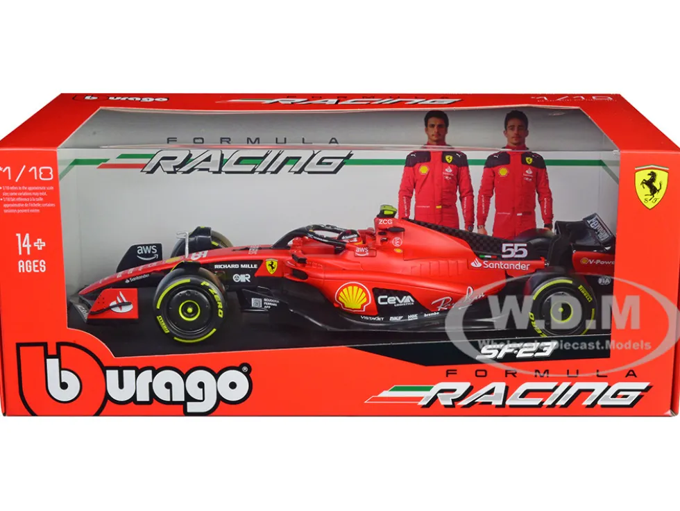 Ferrari SF 23 #55 Carlos Sainz Formula One F1 World Championship 2023 Formula Racing Series 1/18 Diecast Model Car Bburago 16812CS