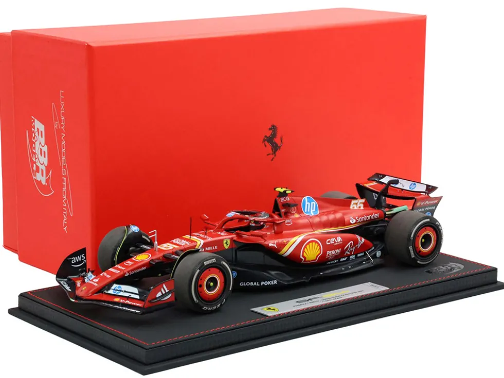 Ferrari SF-24 #55 Carlos Sainz Jr. 2nd Place Formula One F1 "United States GP" (2024) Limited Edition to 20 pieces Worldwide 1/18 Diecast Model Car by BBR