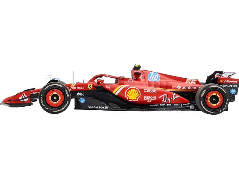 Ferrari SF-24 #55 Carlos Sainz Jr. 2nd Place Formula One F1 "United States GP" (2024) Limited Edition to 20 pieces Worldwide 1/18 Diecast Model Car by BBR