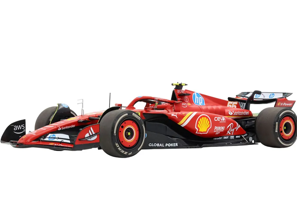 Ferrari SF-24 #55 Carlos Sainz Jr. 2nd Place Formula One F1 "United States GP" (2024) Limited Edition to 20 pieces Worldwide 1/18 Diecast Model Car by BBR