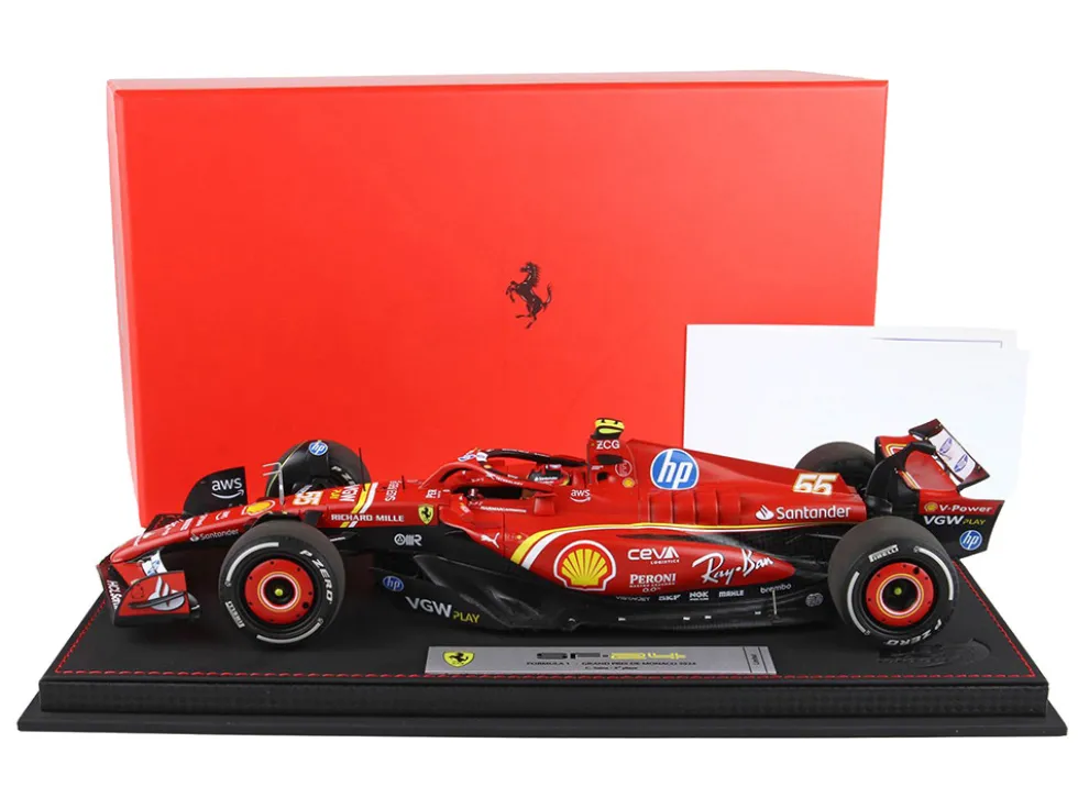 Ferrari SF-24 #55 Carlos Sainz 3rd Place Formula One F1 "Monaco GP" (2024) Limited Edition to 50 pieces Worldwide 1/18 Diecast Model Car by BBR