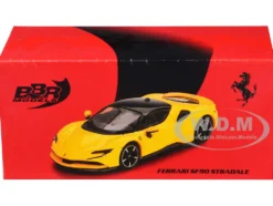 Ferrari SF90 Giallo Modena Yellow with Black Top 1/64 Diecast Model Car by BBR