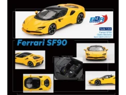 Ferrari SF90 Giallo Modena Yellow with Black Top 1/64 Diecast Model Car by BBR