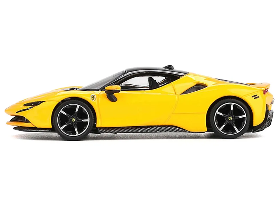 Ferrari SF90 Giallo Modena Yellow with Black Top 1/64 Diecast Model Car by BBR