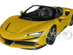 Ferrari SF90 Spider Gold Metallic Race + Play Series 1/18 Diecast Model Car Bburago 16016gld