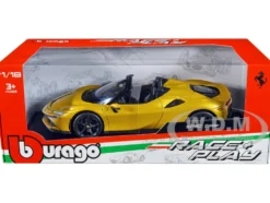 Ferrari SF90 Spider Gold Metallic Race + Play Series 1/18 Diecast Model Car Bburago 16016gld