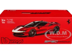 Ferrari SF90 Stradale Assetto Fiorano Red with White Stripes Signature Series 1/18 Diecast Model Car Bburago 16911r