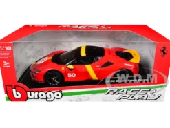 Ferrari SF90 Stradale Assetto Fiorano #50 Red with Black Top and Yellow Stripes 