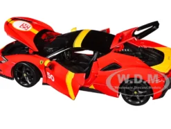 Ferrari SF90 Stradale Assetto Fiorano #50 Red with Black Top and Yellow Stripes 