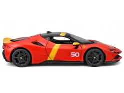 Ferrari SF90 Stradale Assetto Fiorano #50 Red with Black Top and Yellow Stripes 