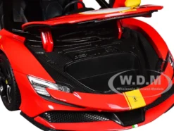 Ferrari SF90 Stradale Assetto Fiorano #50 Red with Black Top and Yellow Stripes 