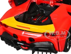 Ferrari SF90 Stradale Assetto Fiorano #50 Red with Black Top and Yellow Stripes 