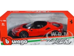 Ferrari SF90 Stradale Red Black Top Race + Play Series 1/18 Diecast Model Car Bburago 16015