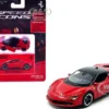 Ferrari SF90 Stradale Red with Black Top "Speed Icons" Series 1/64 Diecast Model Car by Maisto