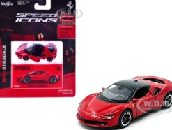 Ferrari SF90 Stradale Red with Black Top "Speed Icons" Series 1/64 Diecast Model Car by Maisto