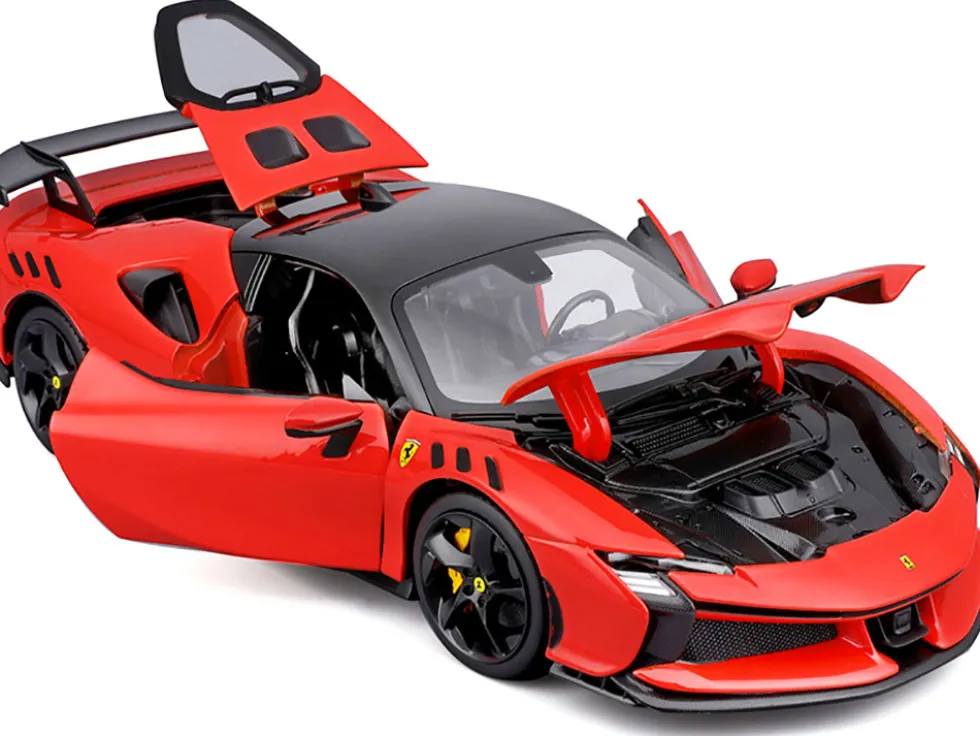 Ferrari SF90 XX Stradale Red with Black Top "Race + Play" Series 1/18 Diecast Model Car by Bburago