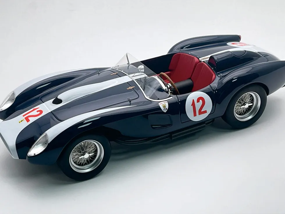 Ferrari 250 TR Pontoon-Fender #12 Curt Lincoln "Team Askolin" 3rd Place "Elaintarhanajo" (1958) "Mythos Series" with Display Case Limited Edition to 40 pieces Worldwide 1/18 Model Car by Tecnomodel