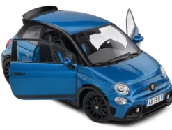 2022 Fiat 695 Abarth "Tributo 131 Rally" Podium Blue Metallic with Black Side Stripes 1/18 Diecast Model Car by Solido