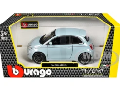 2023 Fiat 500e Light Blue 1/24 Diecast Model Car by Bburago
