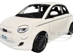 2023 Fiat 500e White 1/24 Diecast Model Car by Bburago