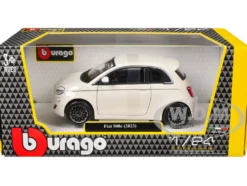 2023 Fiat 500e White 1/24 Diecast Model Car by Bburago