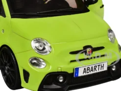 2023 Fiat F595 Abarth Verde Adrenalina Green with Black Top and Stripes 1/18 Diecast Model Car by Solido