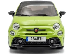 2023 Fiat F595 Abarth Verde Adrenalina Green with Black Top and Stripes 1/18 Diecast Model Car by Solido