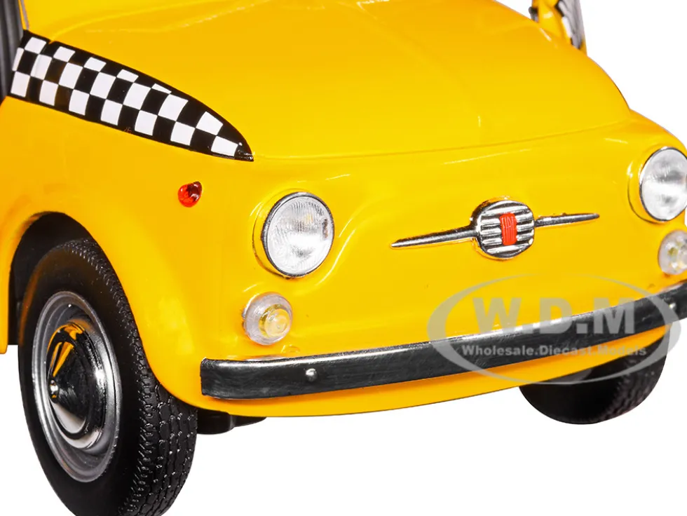 1965 Fiat 500 L NYC Taxi New York City Yellow 1/18 Diecast Model Car Solido S1801407