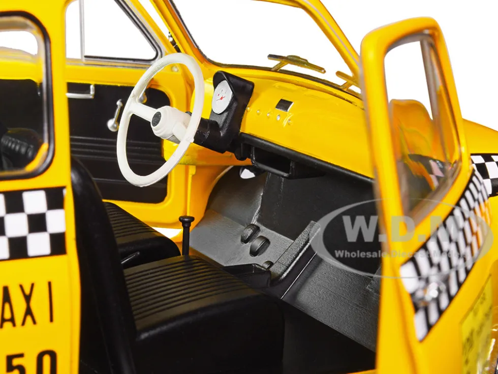 1965 Fiat 500 L NYC Taxi New York City Yellow 1/18 Diecast Model Car Solido S1801407