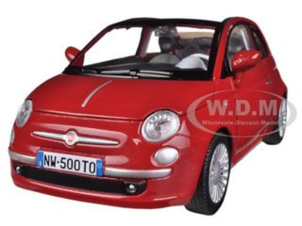 Fiat 500 Nuova Cabrio Red 1/24 Diecast Model Car Motormax 73374