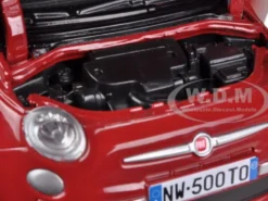 Fiat 500 Nuova Cabrio Red 1/24 Diecast Model Car Motormax 73374