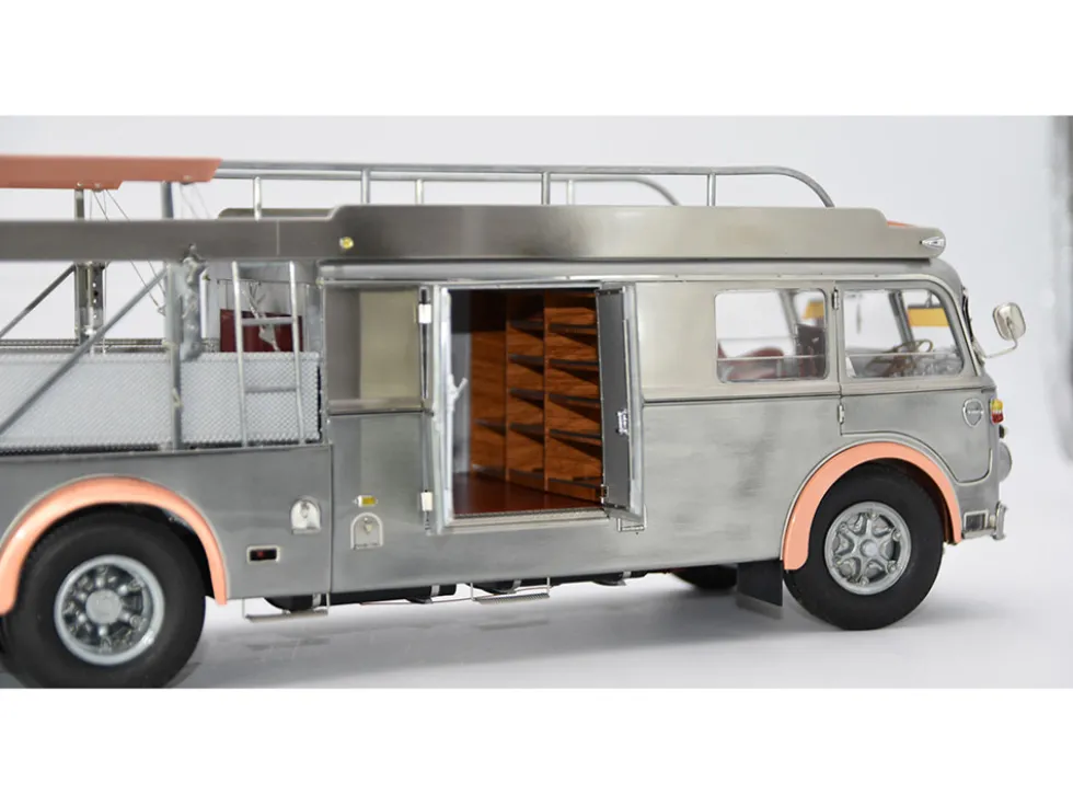Fiat 642 RN2 Bartoletti Car Transporter Raw Metal Clear Finish Limited Edition to 500 pieces Worldwide 1/18 Diecast Model Car by CMC