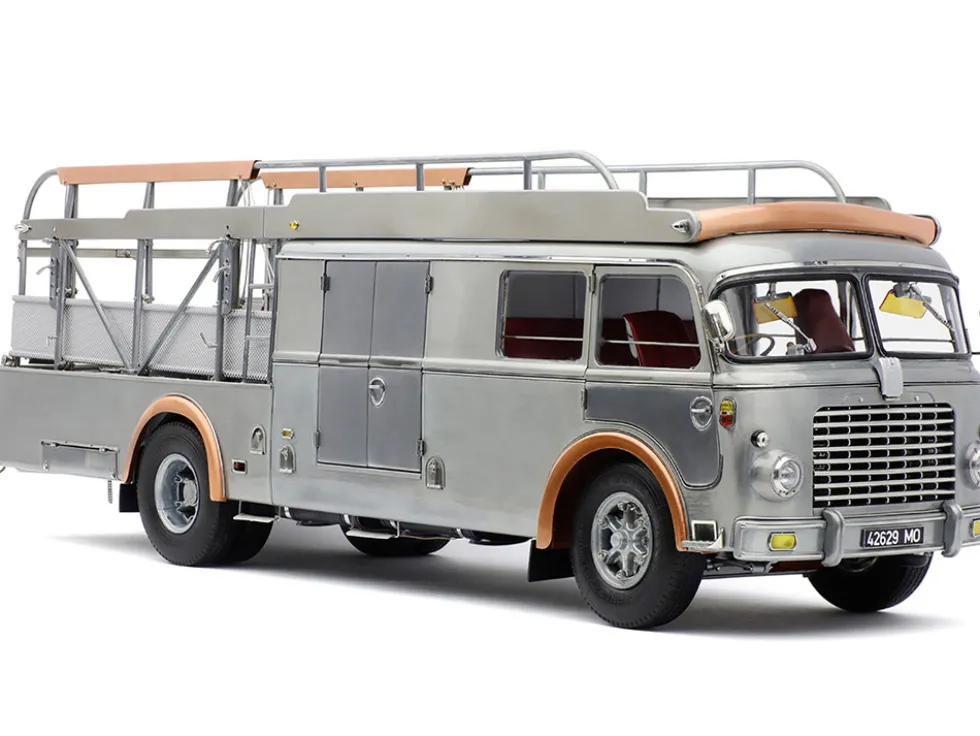 Fiat 642 RN2 Bartoletti Car Transporter Raw Metal Clear Finish Limited Edition to 500 pieces Worldwide 1/18 Diecast Model Car by CMC