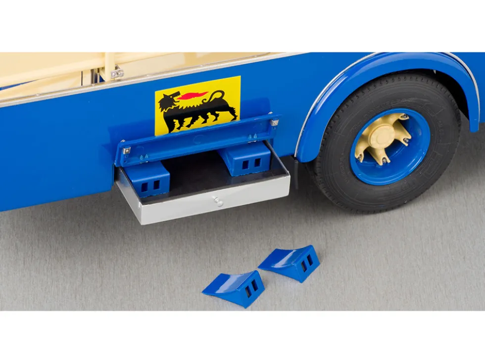 Fiat 642 RN2 Bartoletti Car Transporter "Maserati Racing" Blue and Cream 1/18 Diecast Model Car by CMC