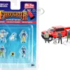 Firefighter II 6 piece Diecast Set 4 Figurines 1 Dog 1 Accessory 1/64 Scale Models American Diorama 76482