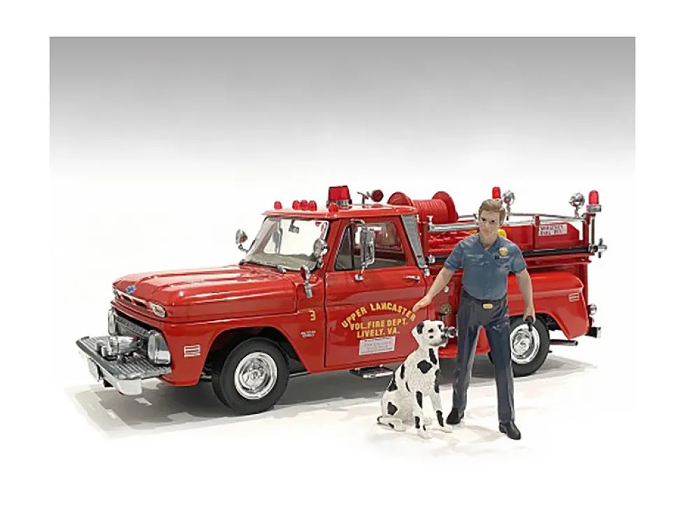 Firefighters Fire Dog Training Figures Trainer Dog 1/18 Scale Models American Diorama 76320