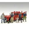 Firefighters 6 piece Figure Set 4 Males 1 Dog 1 Accessory 1/18 Scale Models American Diorama 76318-76319-76320-76321