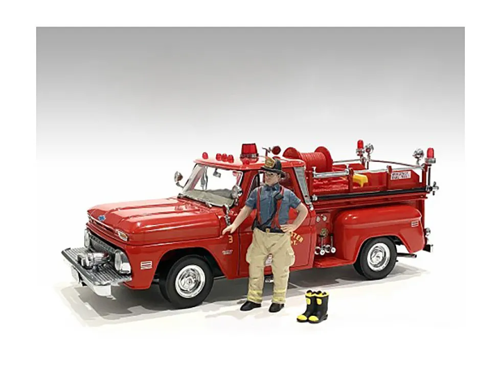 Firefighters 6 piece Figure Set 4 Males 1 Dog 1 Accessory 1/18 Scale Models American Diorama 76318-76319-76320-76321