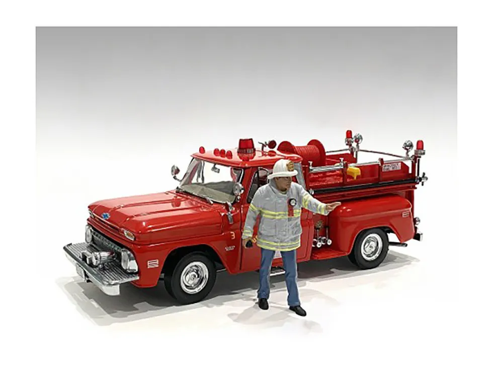 Firefighters 6 piece Figure Set 4 Males 1 Dog 1 Accessory 1/18 Scale Models American Diorama 76318-76319-76320-76321