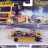 Fleet Street Flatbed Truck Yellow with Graphics and 2020 Toyota GR Supra #15 Yellow with Black Graphics "Papadakis Racing" "Team Transport - Car Culture" Series Diecast Model Cars by Hot Wheels