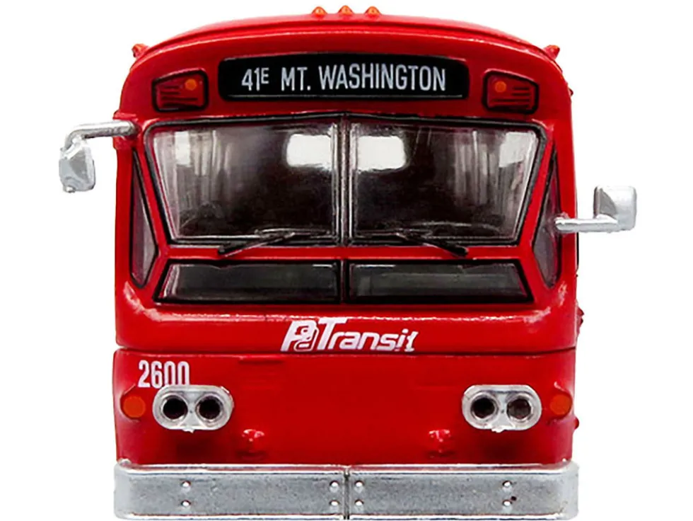 Flxible 53102 New Look Transit Bus "Pittsburgh Area Transit" Red and White "Vintage Bus & Motorcoach Collection" Limited Edition 1/87 (HO) Diecast Model by Iconic Replicas