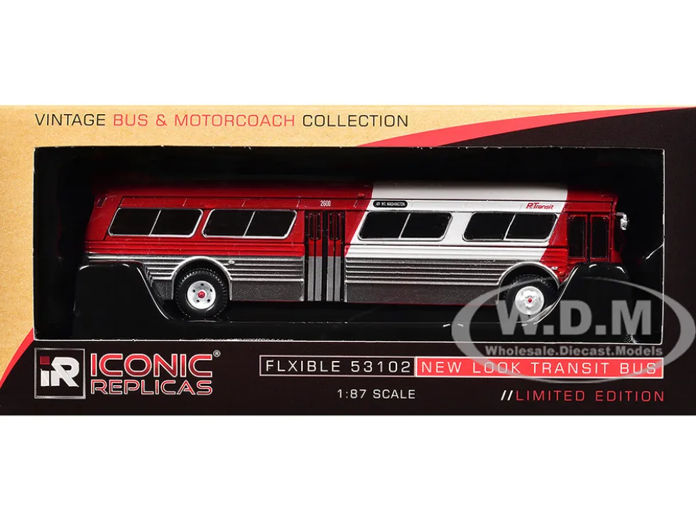 Flxible 53102 New Look Transit Bus "Pittsburgh Area Transit" Red and White "Vintage Bus & Motorcoach Collection" Limited Edition 1/87 (HO) Diecast Model by Iconic Replicas