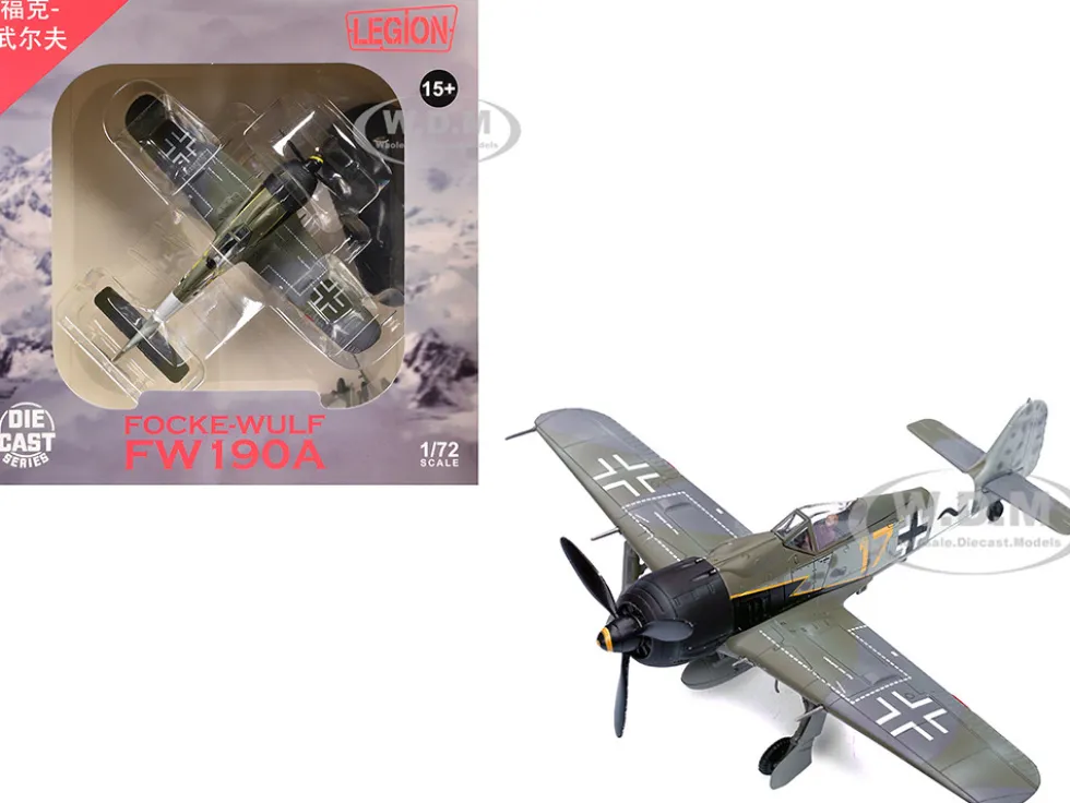 Focke-Wulf Fw 190A Aircraft "Yellow 17, 24-Victory Ace Willi Unger, 12./JG 3 Udet, Germany" (1944) German Luftwaffe 1/72 Diecast Model Airplane by Legion