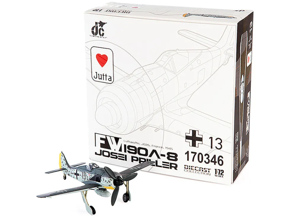 Focke Wulf Fw 190A 8 Fighter Aircraft JG 26 Schlageter France 1945 German Luftwaffe 1/72 Diecast Model JC Wings JCW-72-FW190-003