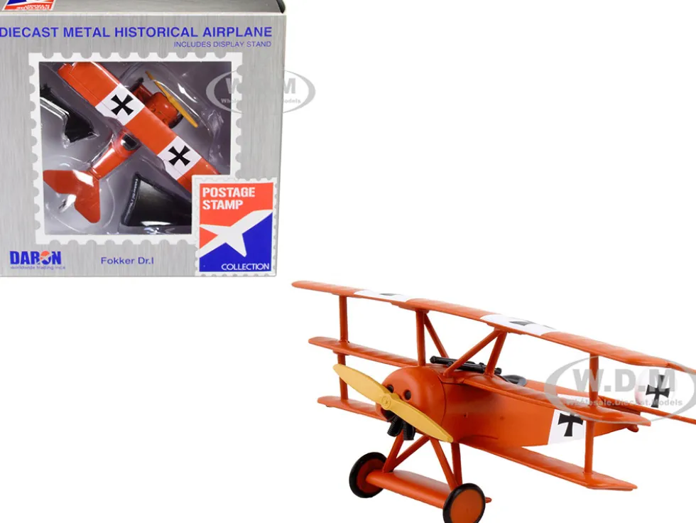 Fokker Dr I Tri plane Aircraft Red Baron German Air Force 1/63 Diecast Model Airplane Postage Stamp PS5349