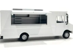 Food Truck Plain White with Graphics 1/64 Diecast Model by American Diorama