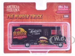 Food Truck "The Burger Truck" Black with Graphics 1/64 Diecast Model by American Diorama