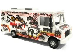 Food Truck "The Graffiti Truck" White with Graphics 1/64 Diecast Model by American Diorama
