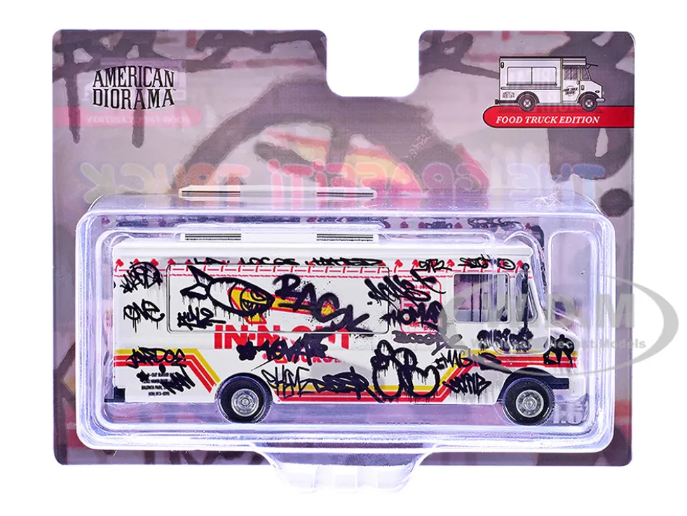 Food Truck "The Graffiti Truck" White with Graphics 1/64 Diecast Model by American Diorama